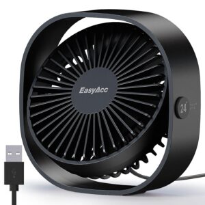 EasyAcc USB Ventilator, Mini Ventilator,Leise USB Tischventilator mit 2 Jahre Garantie,Starker Exquisit Lüfter und 3 Geschwindigkeiten,360 Grad Drehung Desk Fan für...