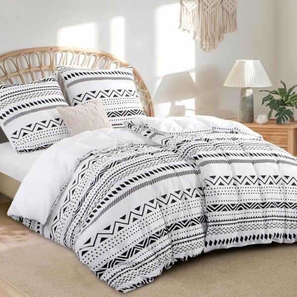 RUIKASI Bettwäsche 135x200 Baumwolle 4teilig Grau - Baumwollbettwäsche 135 x 200 4tlg mit Boho Grau, Bettbezug Set 4 teilig Cotton mit Reißverschluss