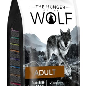 The Hunger of the Wolf Hundefutter für ausgewachsene Hunde aller Rassen und für Hunde mit Allergien, Fein zubereitetes Trockenfutter ohne Getreide mit Lachs und Kartoffeln - 14 kg